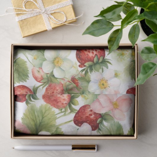 Erdbeeren und Erdbeeren-Blume Seidenpapier (Geschenk)