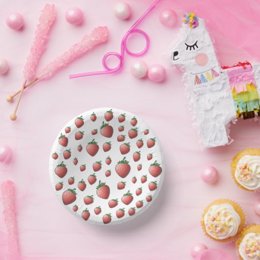 Erdbeeren und Erdbeeren Pappteller (Party)