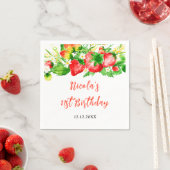Erdbeeren und Gänseblümchen Geburtstag Serviette (Beispiel)