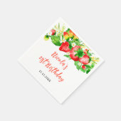 Erdbeeren und Gänseblümchen Geburtstag Serviette (Ecke)
