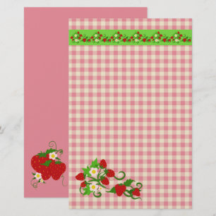 Erdbeeren und Gingham-Karo Sweet Briefpapier