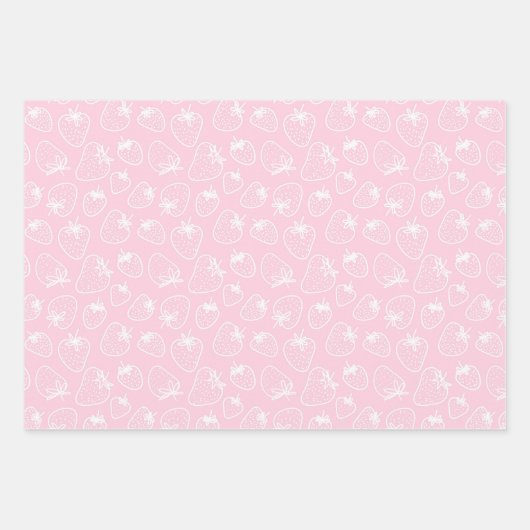 Erdbeeren und Gingham Pink & Green Wrapping Paper Geschenkpapier Set (Vorderseite 2)