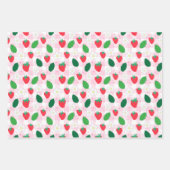 Erdbeeren und Gingham Pink & Green Wrapping Paper Geschenkpapier Set (Vorderseite)