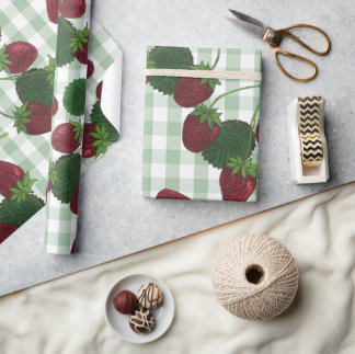 Erdbeeren und Gingham Wrapping Paper Geschenkpapier