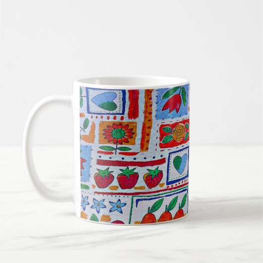Erdbeeren und Herz-Tasse Kaffeetasse (Links)