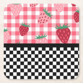 Erdbeeren und Karton Rechteckiger Pappuntersetzer (Vorderseite)