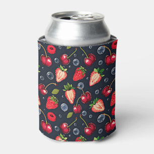 Erdbeeren und Kirschen auf dunklem Hintergrund Dosenkühler