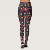 Erdbeeren und Kirschen auf dunklem Hintergrund Leggings (Rückseite)