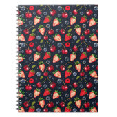 Erdbeeren und Kirschen auf dunklem Hintergrund Notizblock (Vorderseite)
