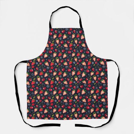 Erdbeeren und Kirschen auf dunklem Hintergrund Schürze (Vorderseite)