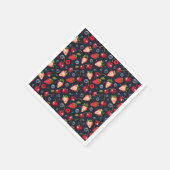 Erdbeeren und Kirschen auf dunklem Hintergrund Serviette (Ecke)