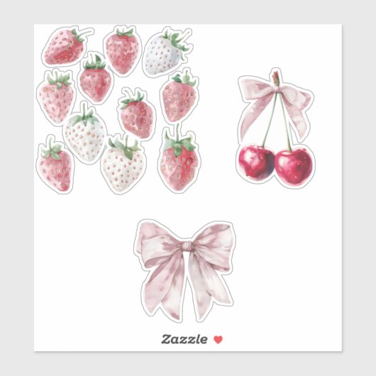 Erdbeeren und Kirschen Aufkleber (Blatt)