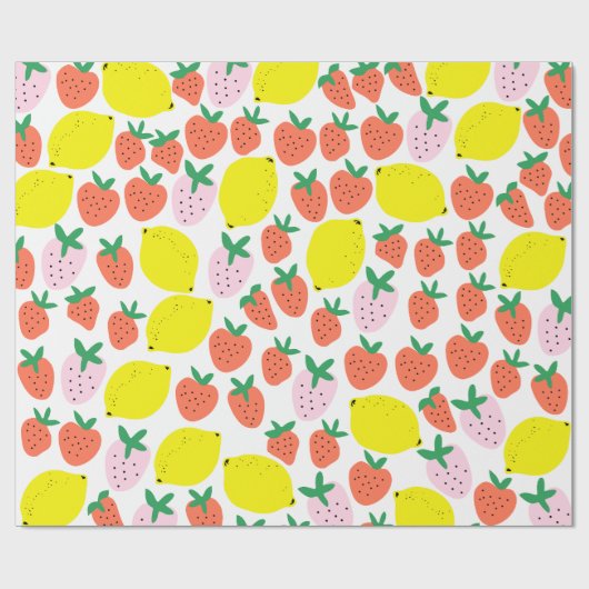 Erdbeeren und Lemon Wrapping Paper Geschenkpapier (Flach)