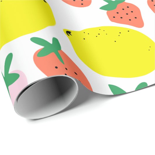 Erdbeeren und Lemon Wrapping Paper Geschenkpapier (Rolleneckpunkt)