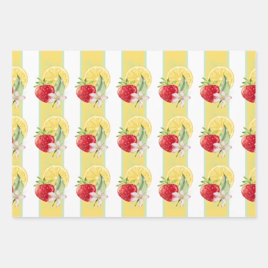 Erdbeeren und Lemon Wrapping Paper Geschenkpapier Set (Vorderseite 2)