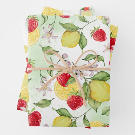 Erdbeeren und Lemon Wrapping Paper Geschenkpapier Set (Beispiel)