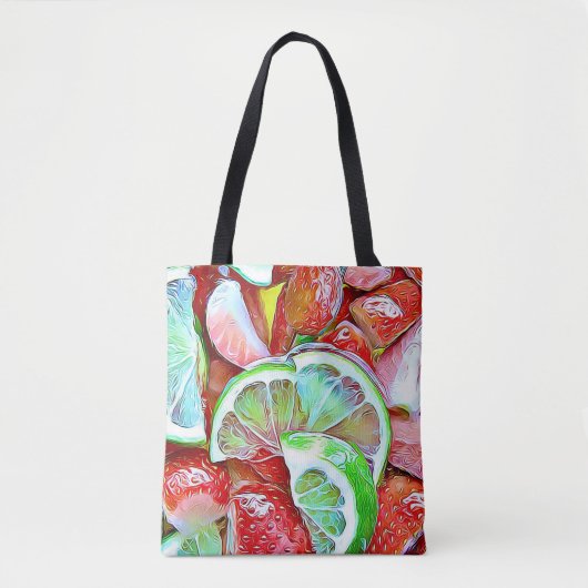 Erdbeeren und Limes-Lebensmittelgeschäft Tasche (Vorderseite)