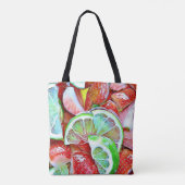 Erdbeeren und Limes-Lebensmittelgeschäft Tasche (Rückseite)