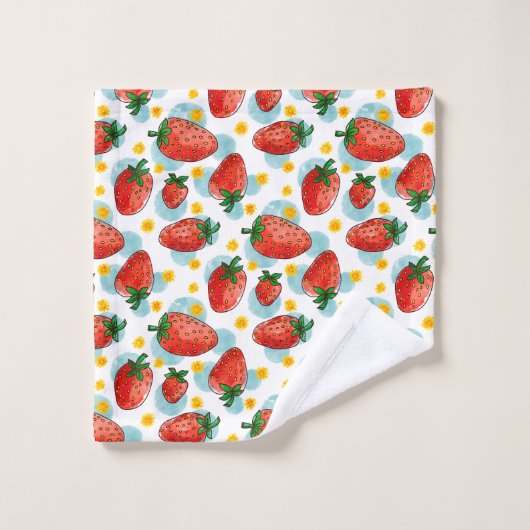 Erdbeeren und Milcherzeugnisse Badhandtuch Set (Waschlappen)