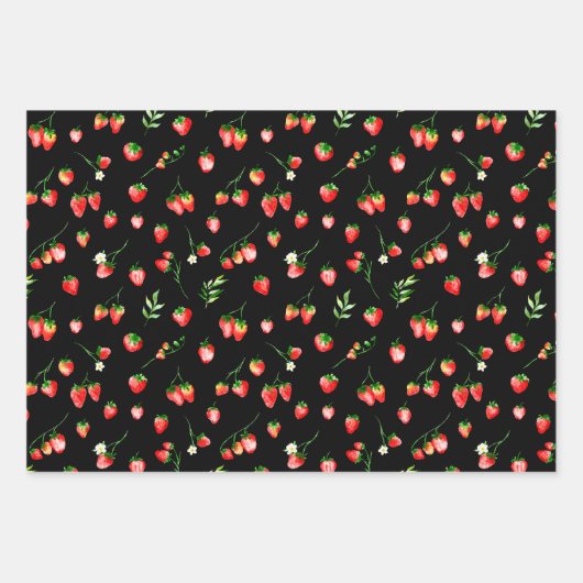 Erdbeeren und Milchmuster Geschenkpapier Set (Vorderseite 3)