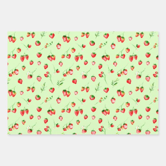 Erdbeeren und Milchmuster Geschenkpapier Set (Vorderseite 2)