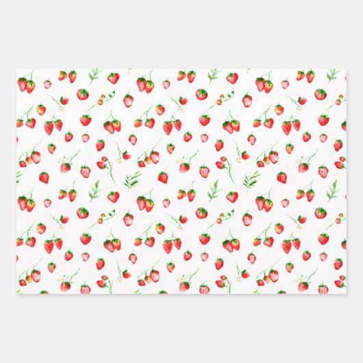 Erdbeeren und Milchmuster Geschenkpapier Set (Vorderseite)