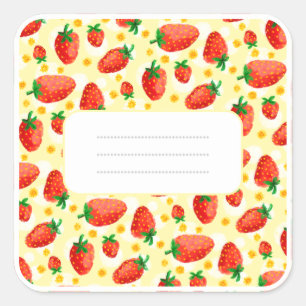 Erdbeeren und Milchsorten Quadratischer Aufkleber