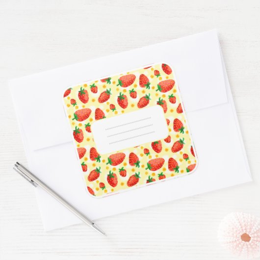 Erdbeeren und Milchsorten Quadratischer Aufkleber (Umschlag)