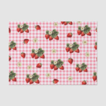 Erdbeeren und niedliches Gingham-Papierpapier