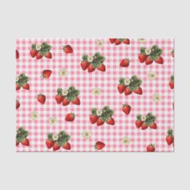 Erdbeeren und niedliches Gingham-Papierpapier Seidenpapier
