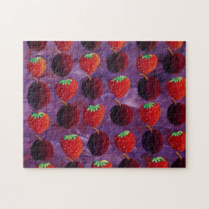 Erdbeeren und Pflaumen Malerei Puzzle