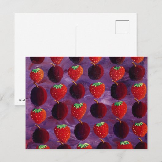 Erdbeeren und Pflaumen Postkarte (Vorne/Hinten)