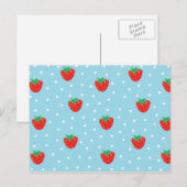 Erdbeeren und Polka Dots Blue Postkarte (Vorne/Hinten)