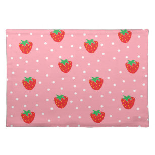 Erdbeeren und Polka Dots rosa Tischset