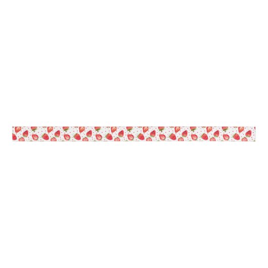 Erdbeeren und Punktmuster Ripsband (Vorderseite)