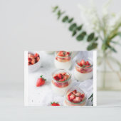 Erdbeeren und Rahm Postkarte (Stehend Vorderseite)