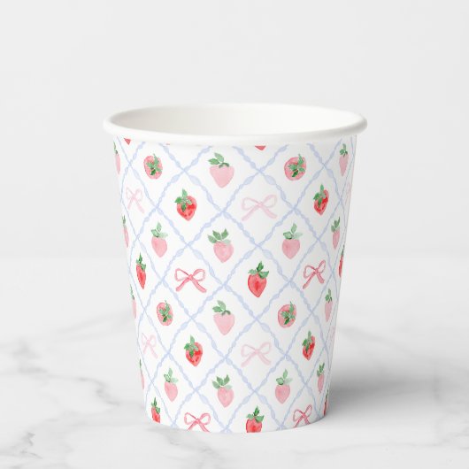 Erdbeeren und Rippenbeeren Pappbecher (Rückseite)