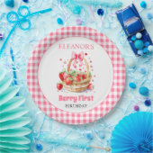 Erdbeeren und rosa Schleife Berry Erster Geburtsta Pappteller (Party)