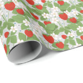 Erdbeeren und rosa und weiße Blume Geschenkpapier (Rolleneckpunkt)