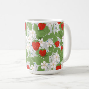 Erdbeeren und rosa und weiße Blume Kaffeetasse