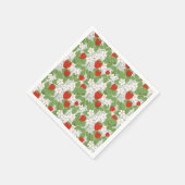 Erdbeeren und rosa und weiße Blume Serviette (Ecke)
