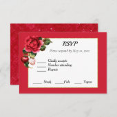 Erdbeeren und Rote Rosen UAwg RSVP Karte (Vorne/Hinten)