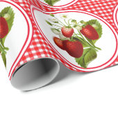 Erdbeeren und Roter Gingham Geschenkpapier (Rolleneckpunkt)
