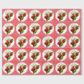 Erdbeeren und rotes Gingham Geschenkpapier (Flach)