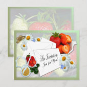 Erdbeeren und Sahne ~ Einladung Postkarte (Vorne/Hinten)