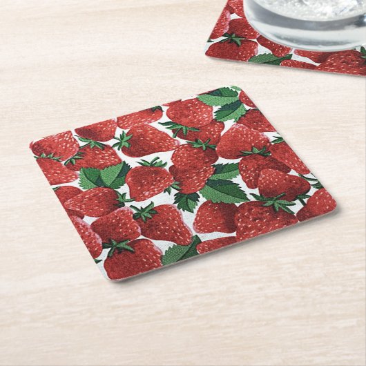 Erdbeeren und Sahne Rechteckiger Pappuntersetzer (angewinkelt)