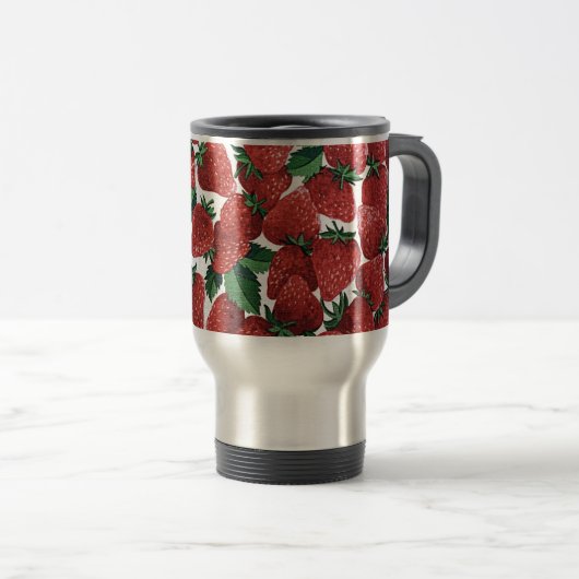 Erdbeeren und Sahne Reisebecher (VorderseiteRechts)