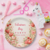 Erdbeeren und Schatz Valentins Party Pappteller (Party)