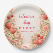 Erdbeeren und Schatz Valentins Party Pappteller (Vorderseite)