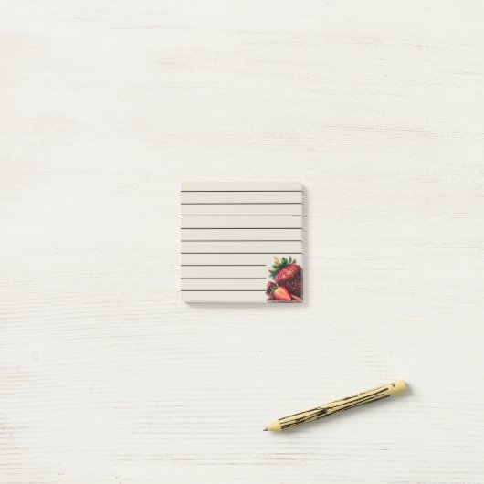 Erdbeeren und Schokolade (Linien) Post-it Klebezettel (Auf Schreibtisch)